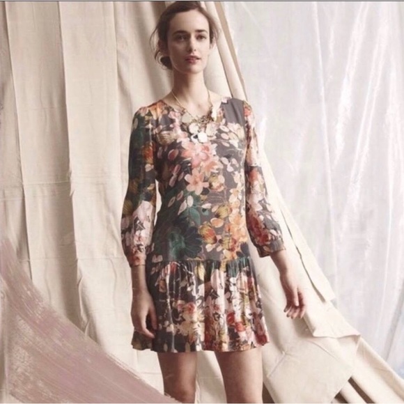Anthropologie Meadow Rue Floral Minutiae Dropwaist Dress - Picture 2 of 16